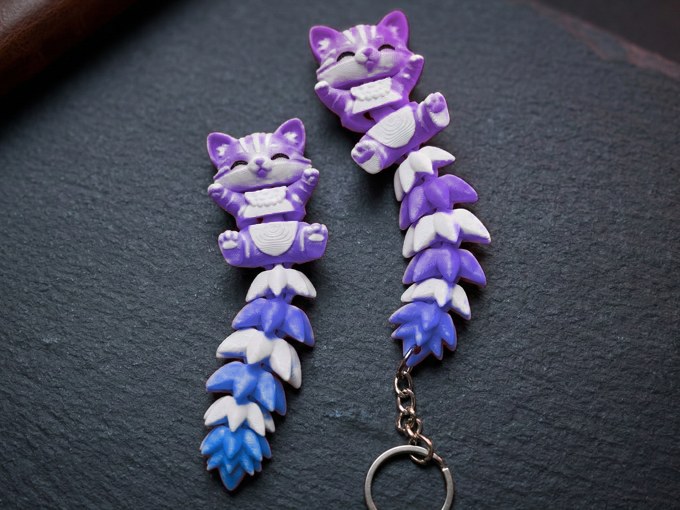 Aurora Purple flexi cat keychain