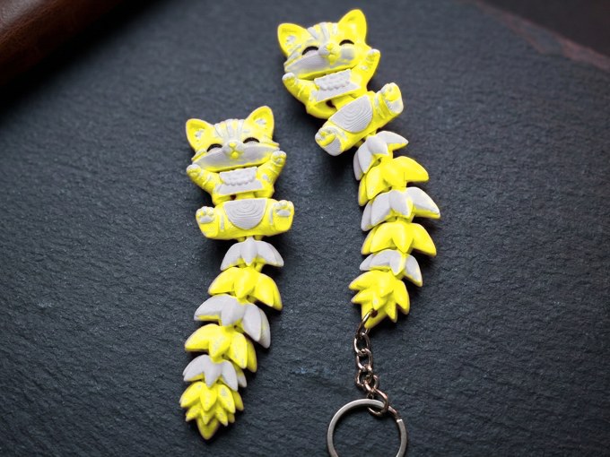 Sunshine Yellow flexi cat keychain